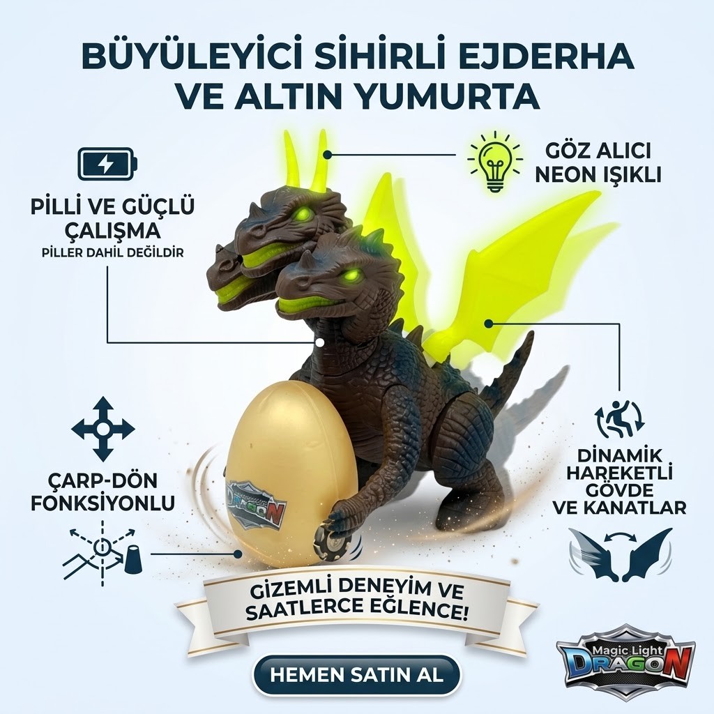 Pilli Yerde Gezen Sesli Figür  - 3 Başlı Mitolojik Ejderha