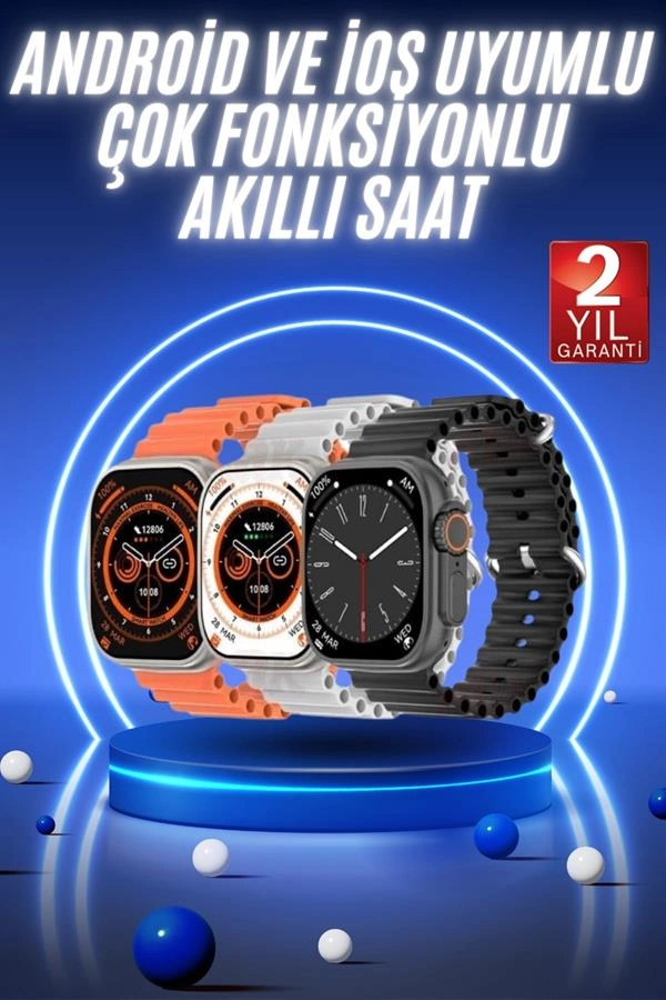 Şık Kumaş Kordon Akıllı Saat 49 mm Android İOS Uyumlu