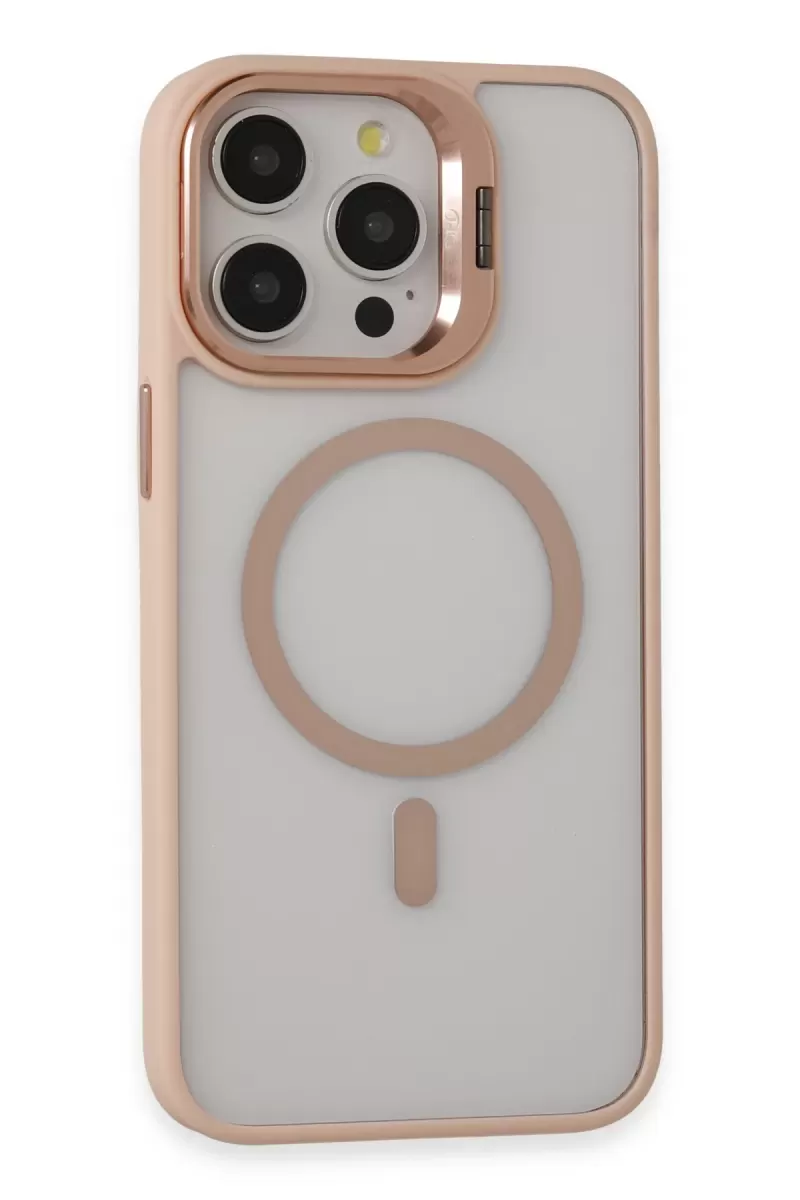 Joko Apple iPhone 15 Pro Max Uyumlu Kılıf Roblox Lens Magsafe Standlı Kapak - Pudra