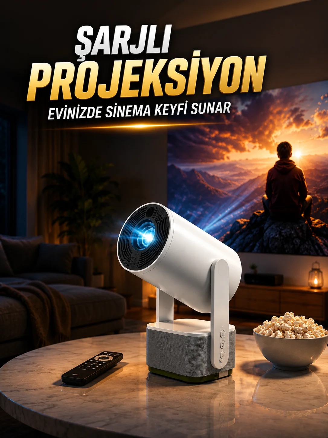 Şarjlı Projeksiyon Evinizde Sinema Keyfi Sunar