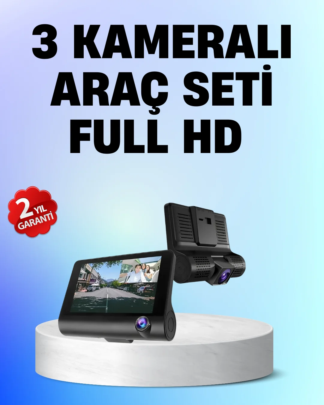 Full HD 1080P 3 Kameralı Araç DVR – Gece Görüşlü ve G-Sensörlü Güvenlik Çözümü