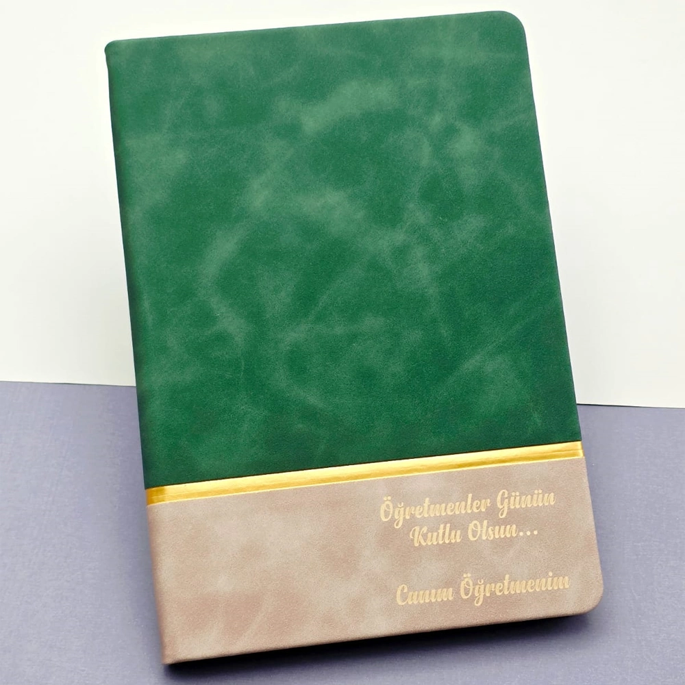 Özel Tasarım Yeşil Defter 21x15 cm Öğretmenler Günü Hediyesi