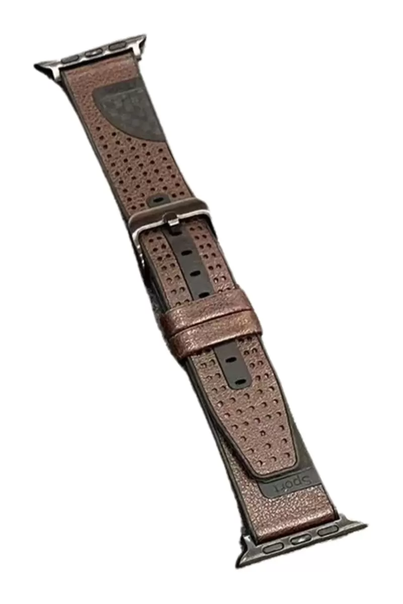 Movenchy Apple Watch 45mm Uyumlu Buff Deri Kordon - Kahverengi