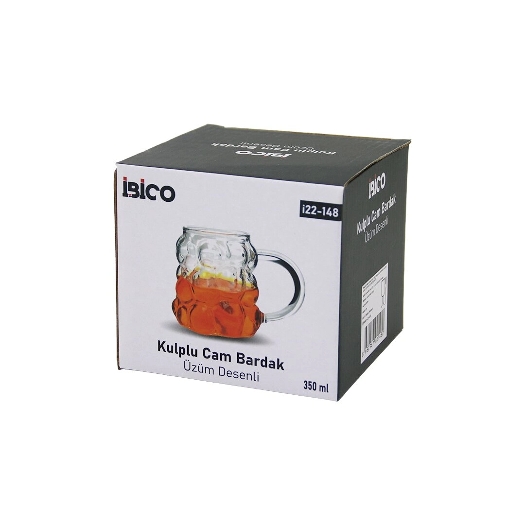Kabarık Kulplu Cam Bardak 350ml Isıya Dayanıklı