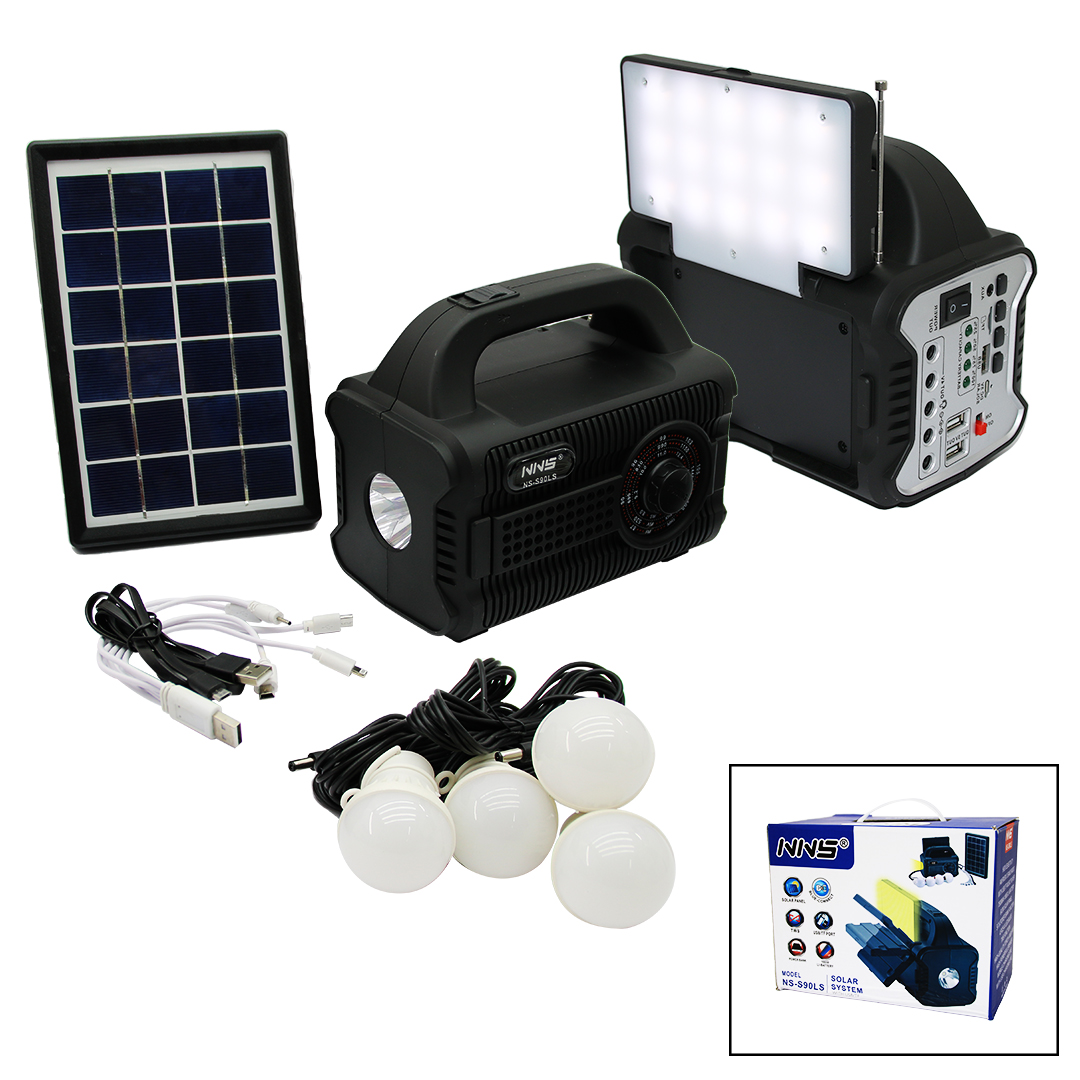 3IN1 - Solar 2İN1 Sabit+oynar Başlı El Feneri - Radyo - MP3 Bluetooth - Usb/ Tf Port - 4 Parça Ampul Kablolu - Powerbank
