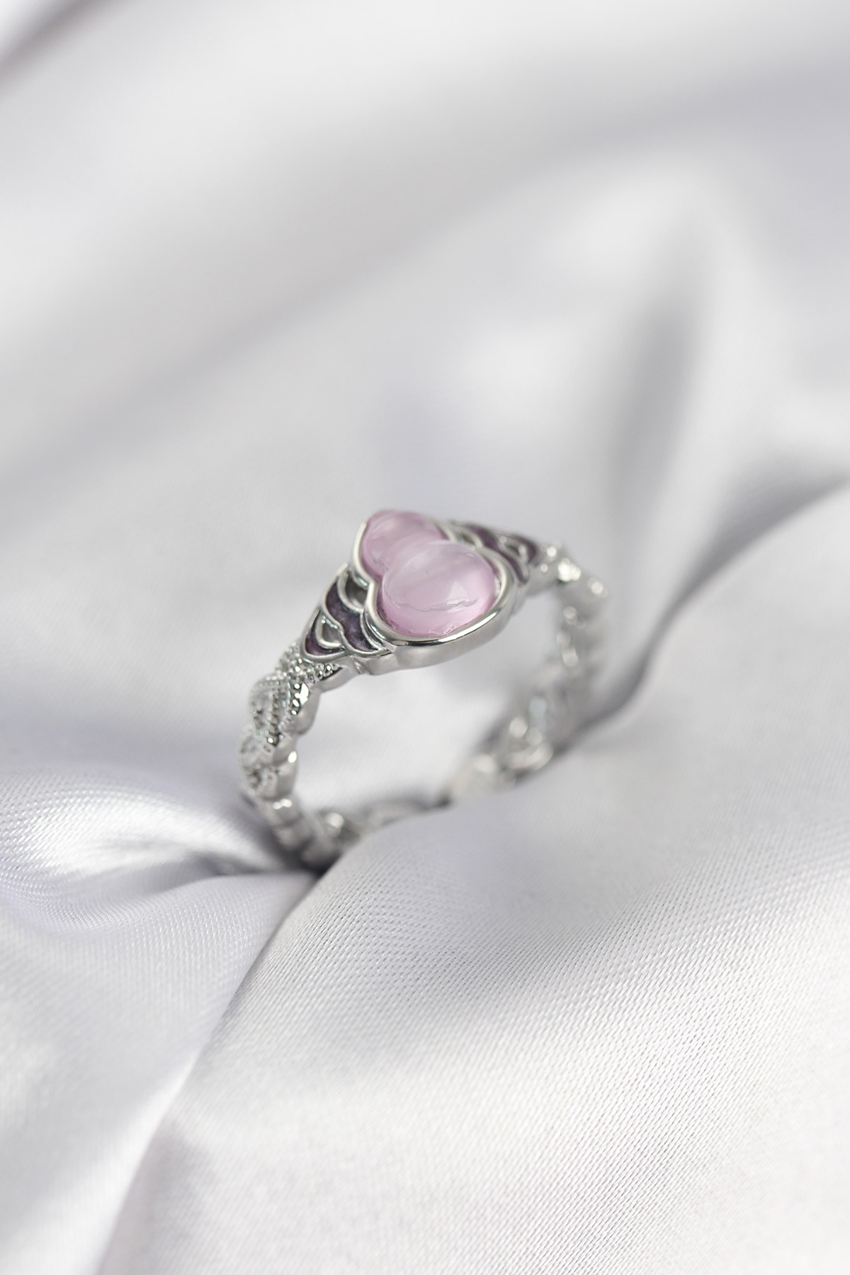 Gümüş Renk Pembe Damla Model Kadın Yüzük