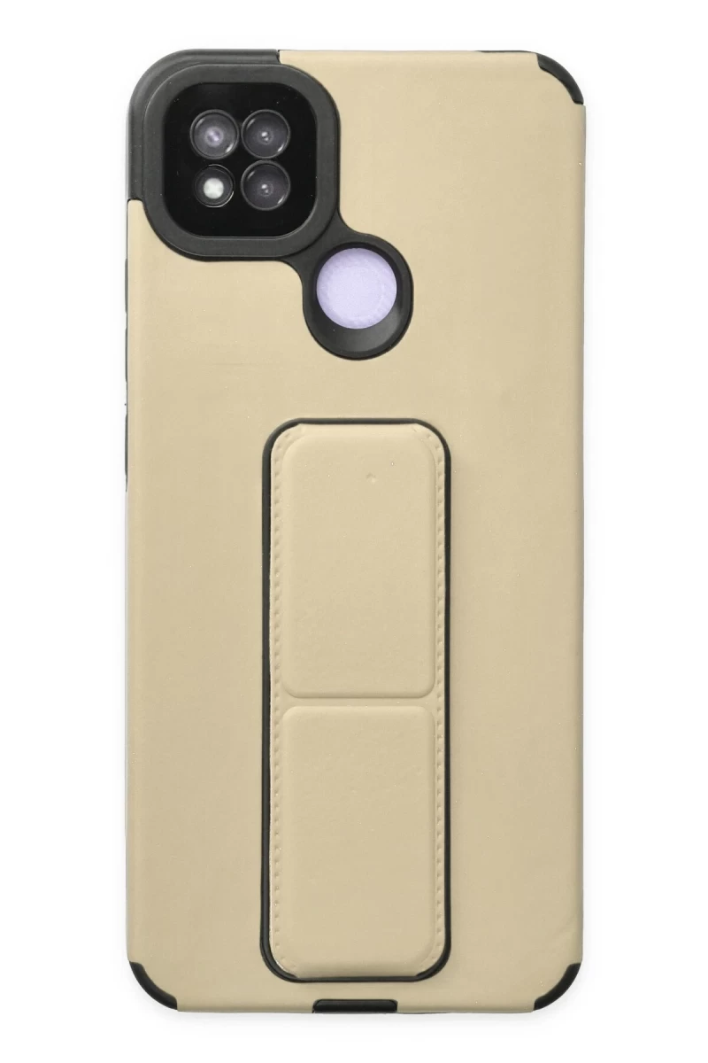 Xiaomi Redmi 9C Uyumlu Kılıf Mega Standlı Silikon - Gold
