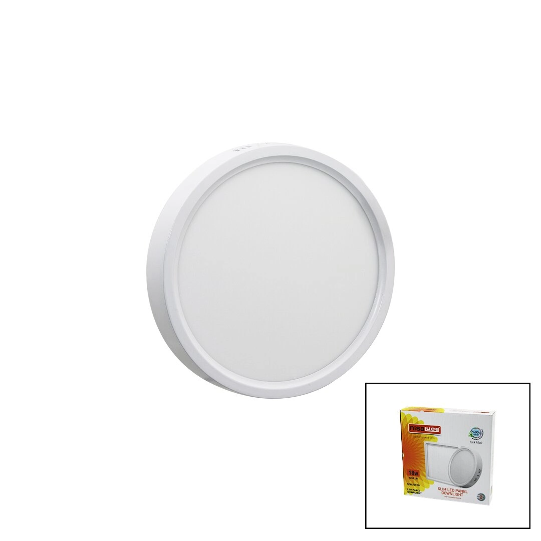 Yuvarlak Slim LED Panel 18W Beyaz Metal Kasa Sıva Üstü