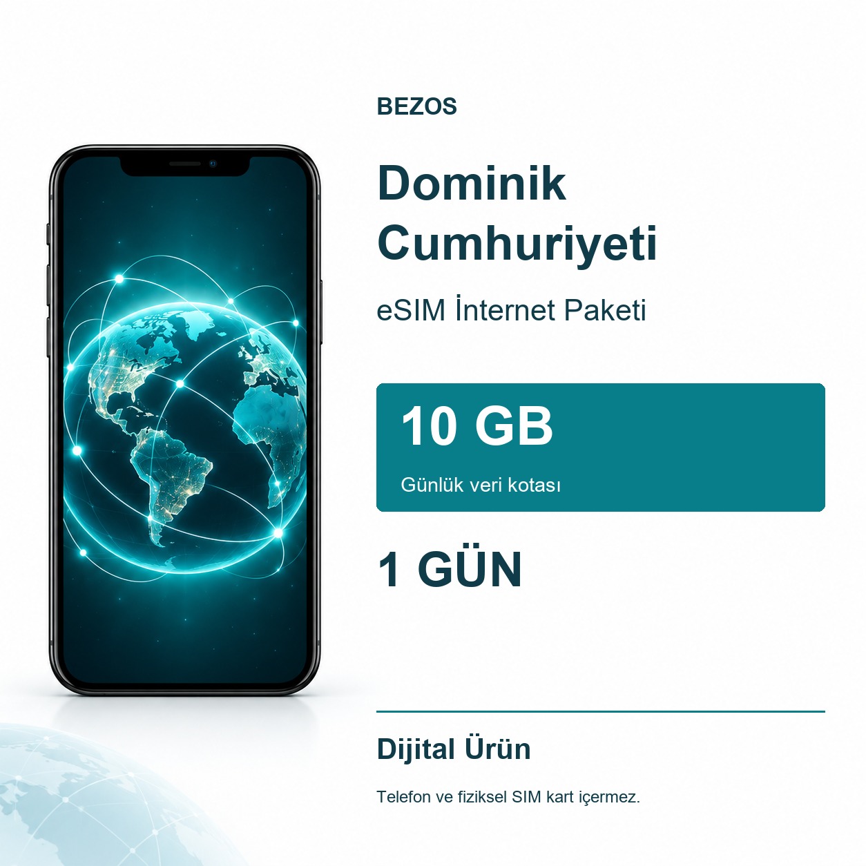 Dominik Cumhuriyeti eSIM İnternet Paketi Günlük 10 GB 1 Gün