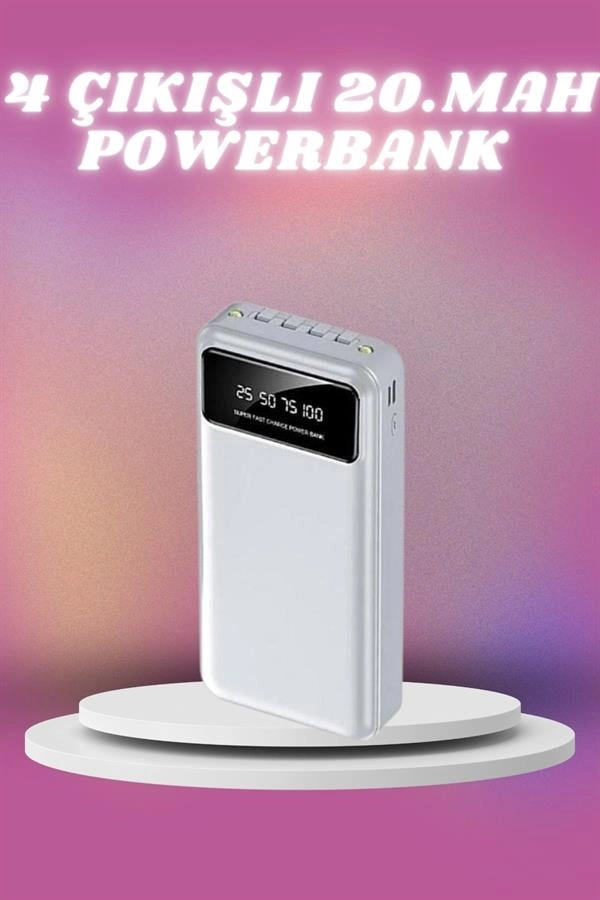 Taşınabilir 20.000 mAh Powerbank 4 Çıkışlı Çoklu Giriş