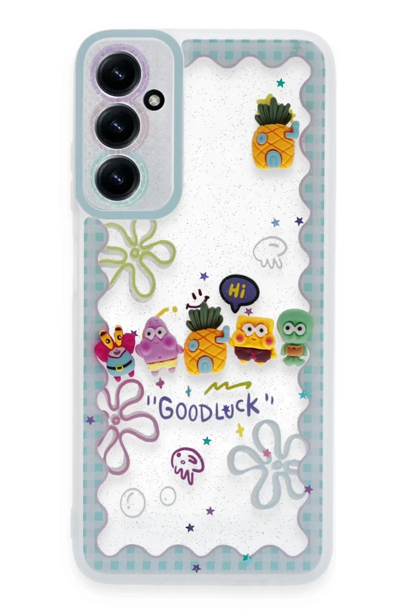 Samsung Galaxy A15 4G Uyumlu Kılıf Sweet Desenli Silikon Kapak - Açık Mavi