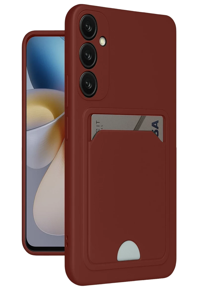 Samsung Galaxy A55 5G Uyumlu Kılıf Kelvin Kartvizitli Silikon - Bordo