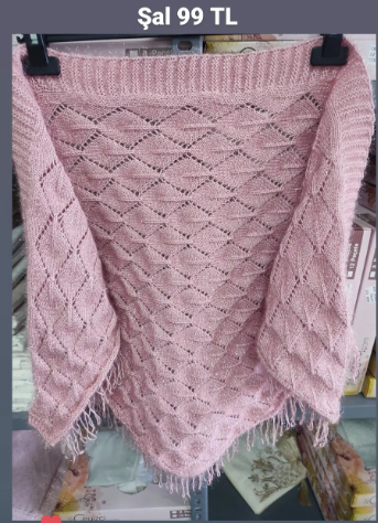 Çeyizlik Şal Pudra renk geniş desen