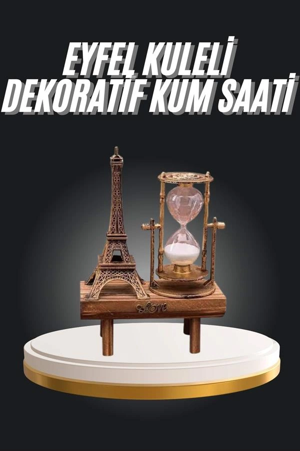 Dekoratif Eyfel Kuleli Kum Saati 21 cm Retro Tasarım