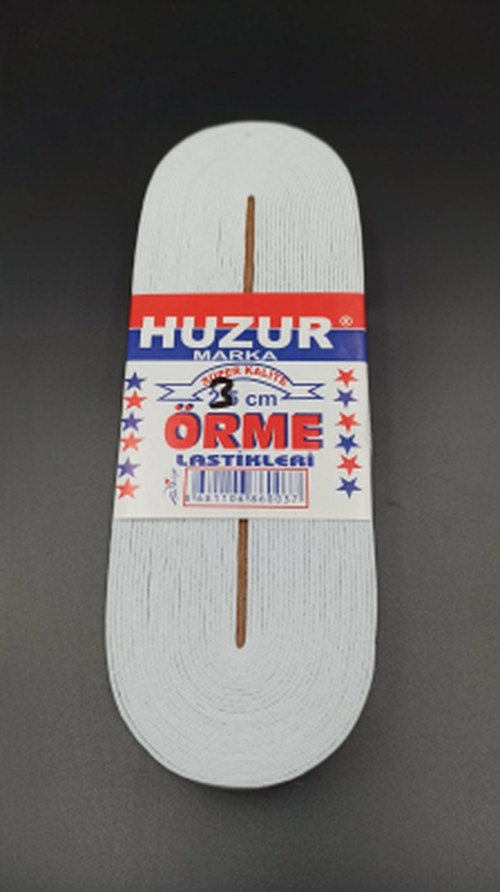 Beyaz - 3CM Paça Lastik Yassı Geniş 10MT.
