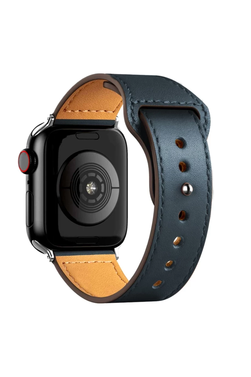 Apple Watch 38mm Uyumlu KR415 Luaz Deri Kordon - Lacivert