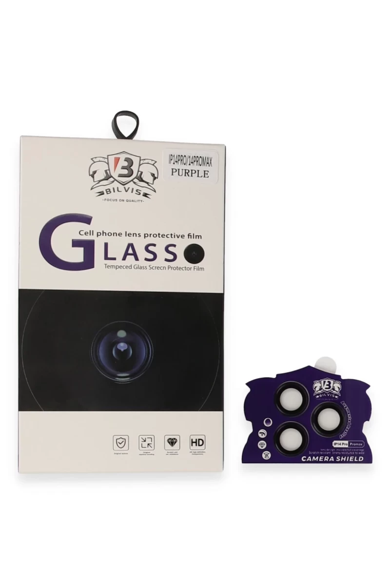 Apple iPhone 14 Pro Max Uyumlu Bilvis Titan Kamera Lens - Derin Mor