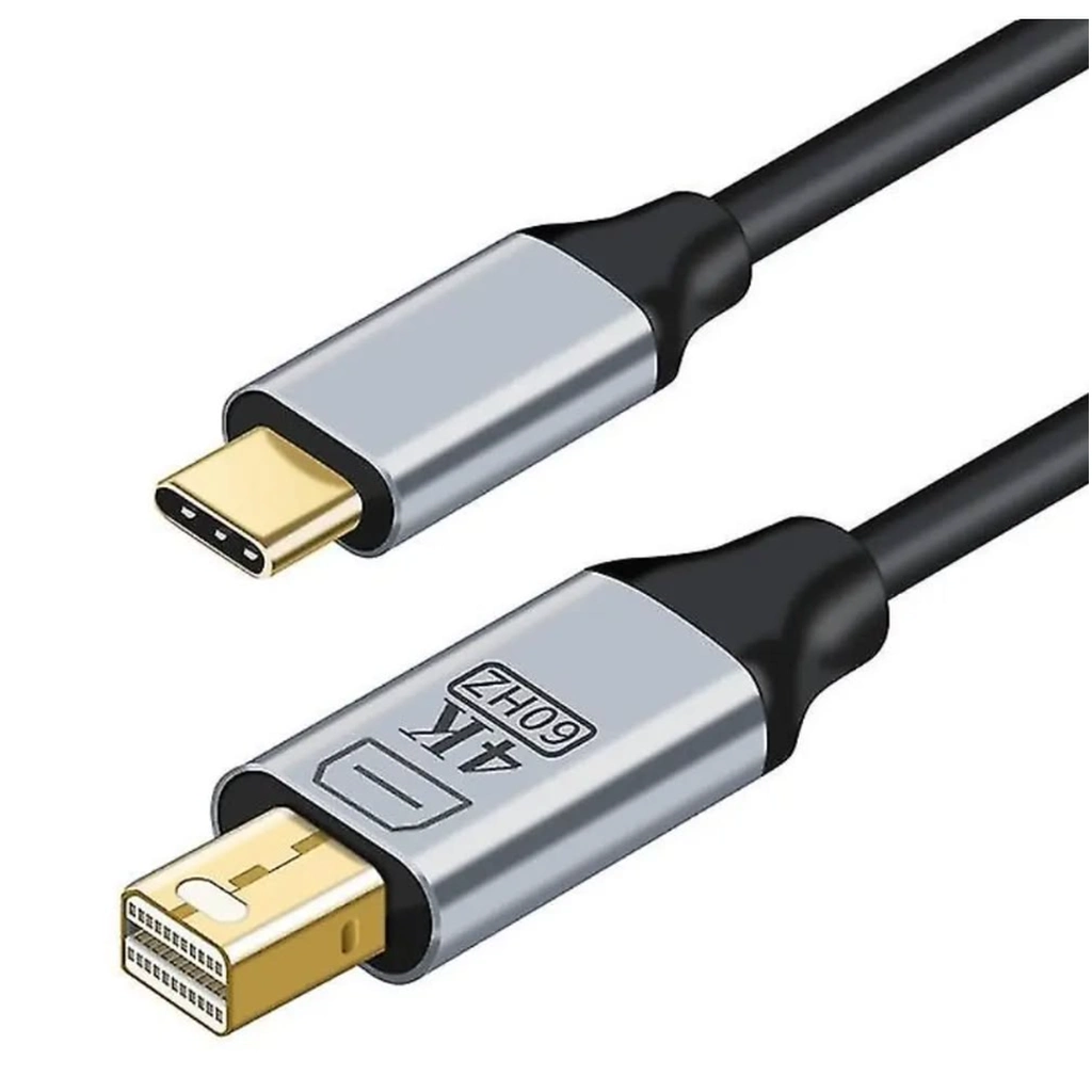 Siyah Type-C Mini Displayport Çevirici Kablo 1,8 Metre