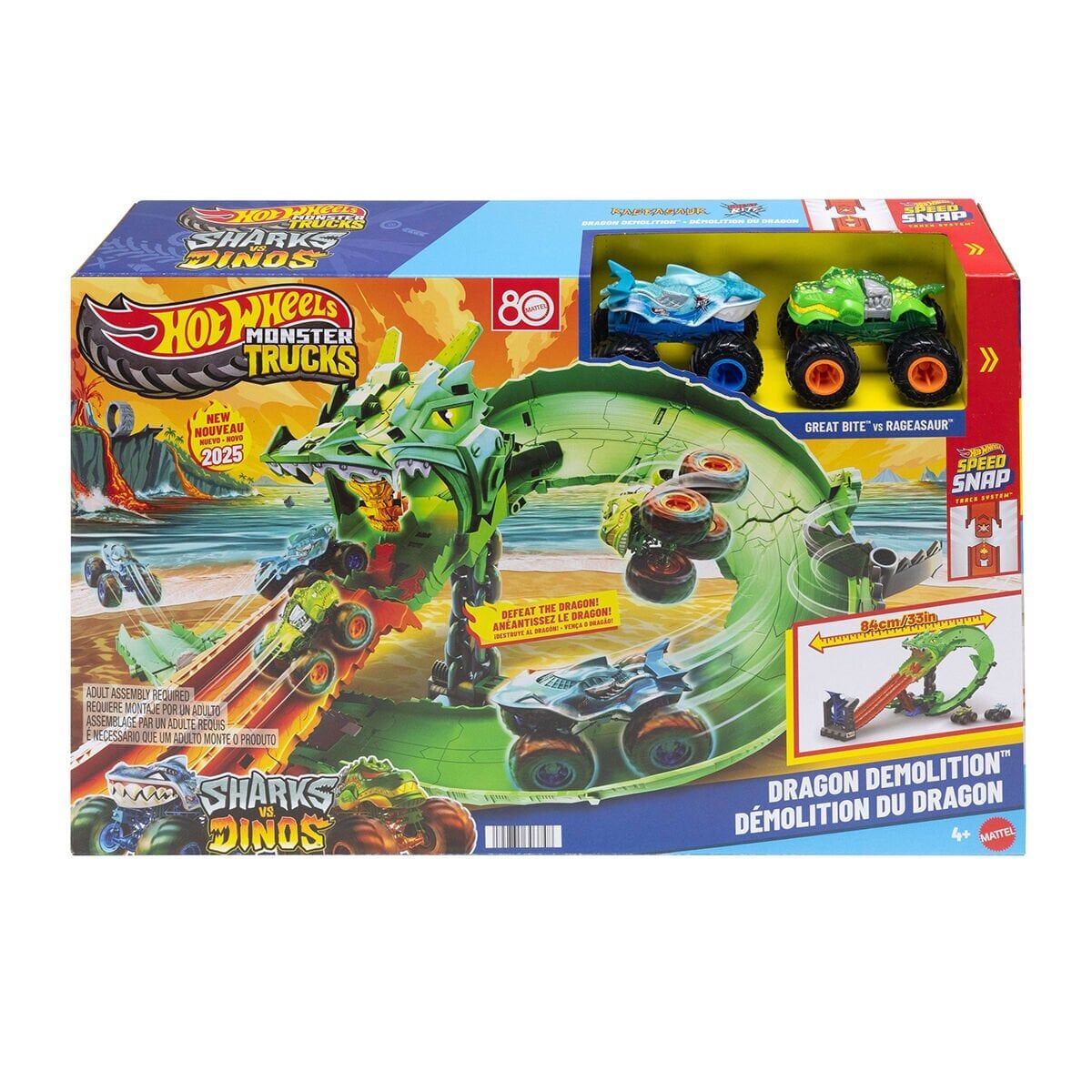 JFR06 Hot Wheels Monster Trucks Sharks vs. Dinos Ejderha Yok Edici