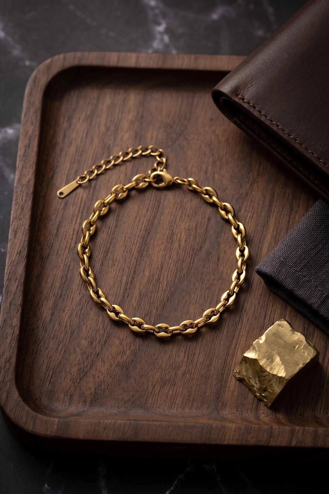 Gold Renk Rolo Zincir Bileklik 20 cm Uzatma ile