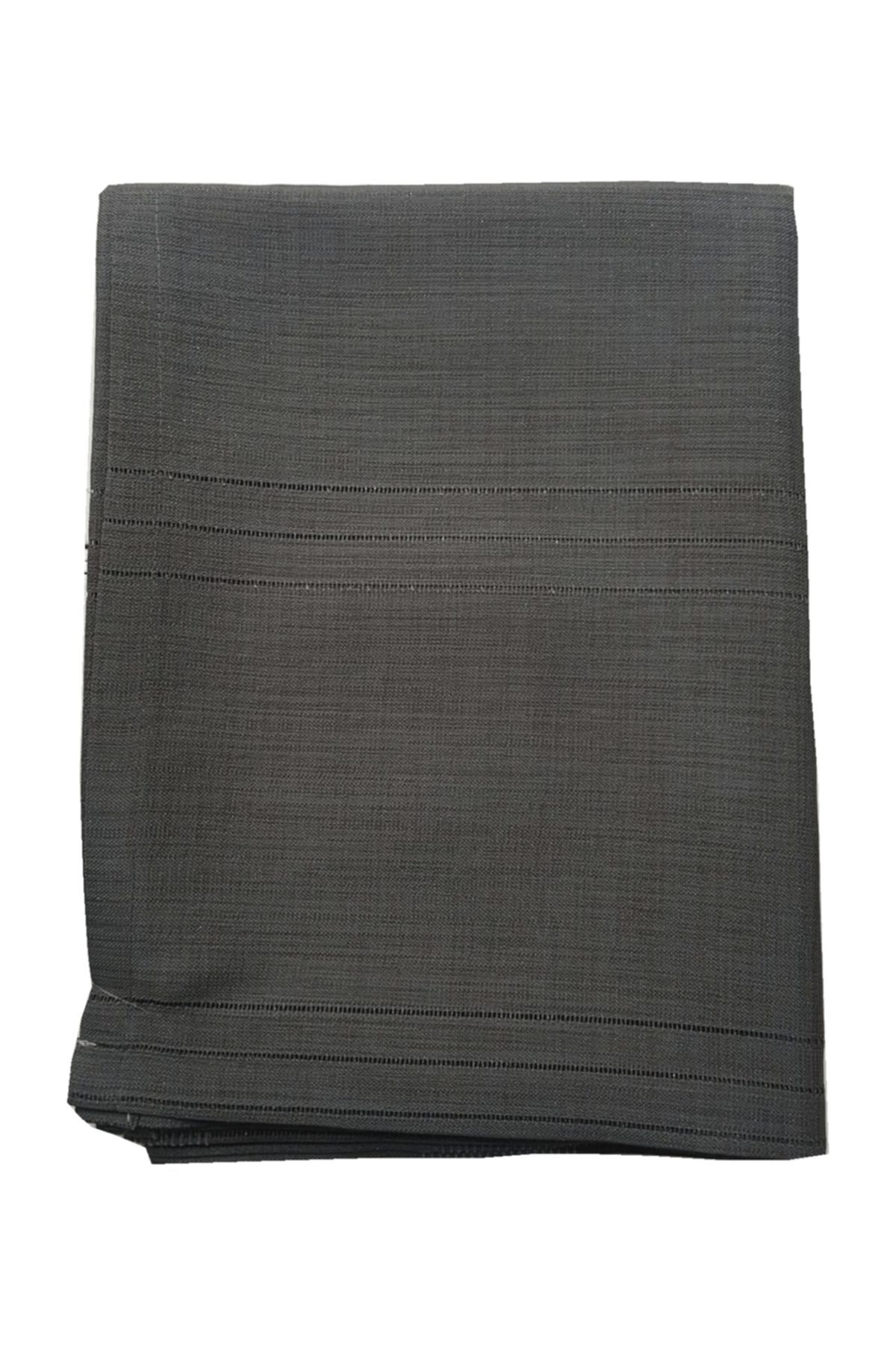 Keten Kumaş Çizgi Masa Örtüsü 160*220 Cm Siyah
