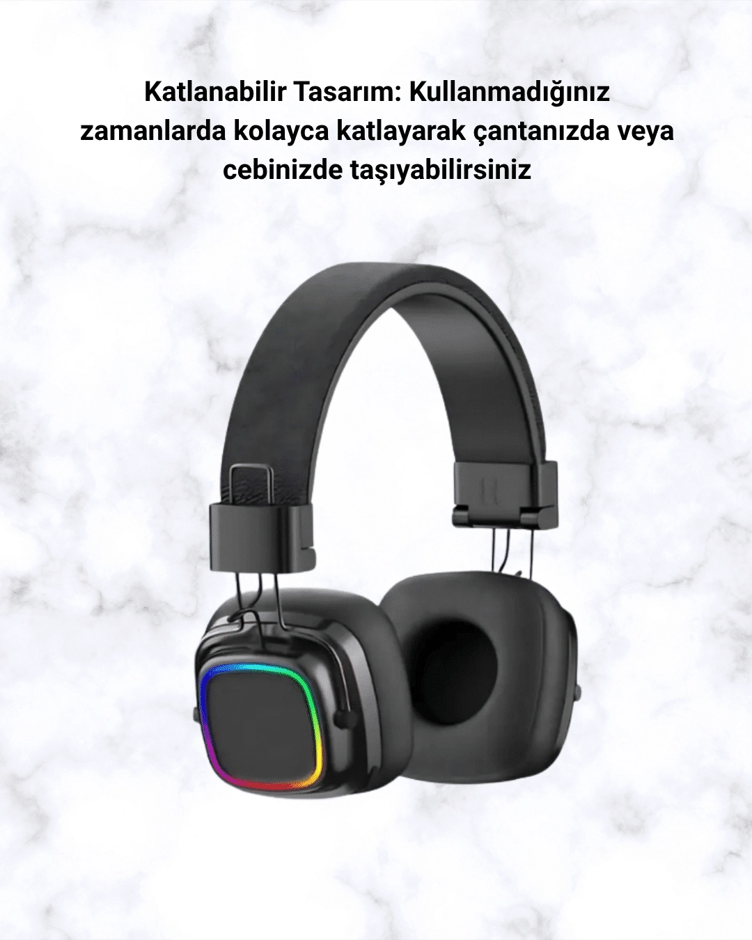 Bluetooth 5.3 Kulak Üstü Kulaklık RGB Işıklı 1 Adet