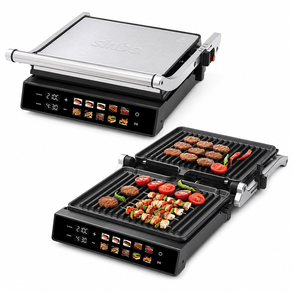 Izgara Ve Tost Makines İ 4 Dilim Yapışmaz Yüzey Dokunmatik Dijital Ekran - 2000W SSM-2597