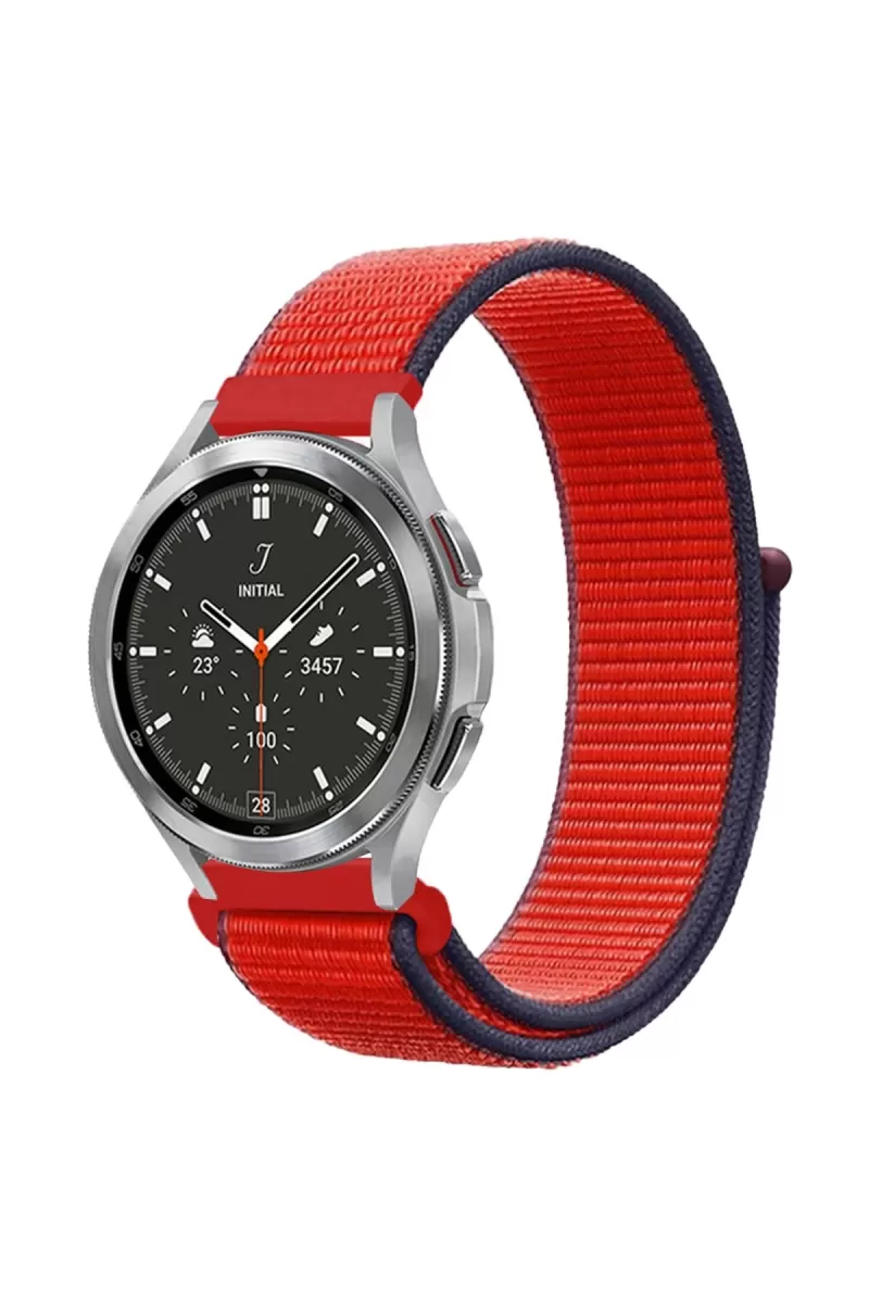 Watch 22mm Uyumlu Hasırlı Cırtcırtlı Kordon - Kırmızı