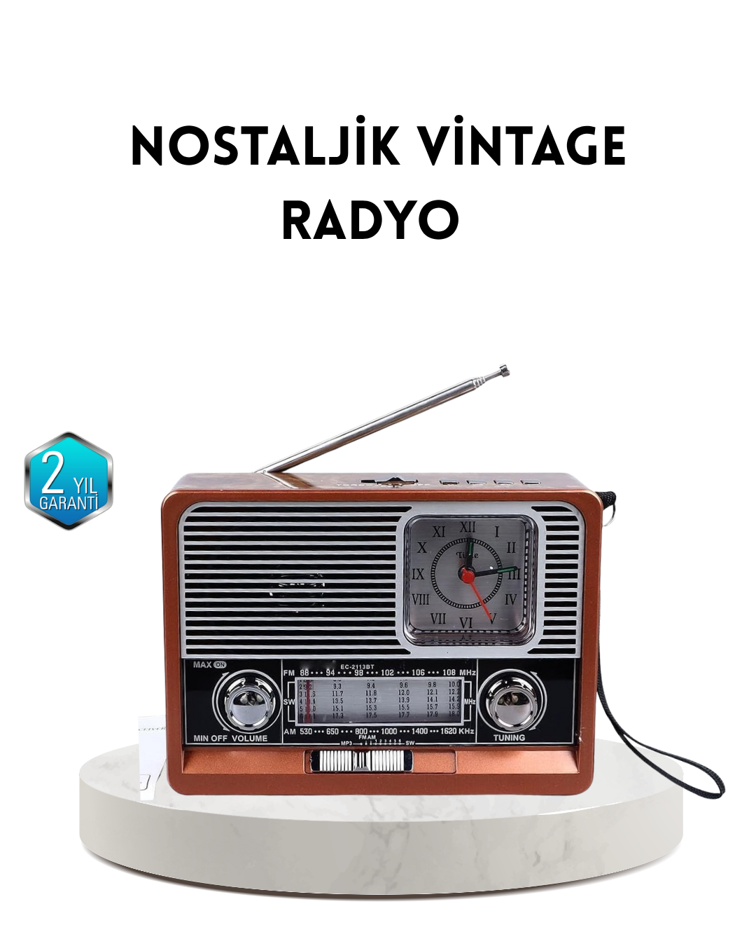 Dekoratif Vintage Radyo – Klasik Görünüm, Modern Fonksiyon ve Uzun Ömürlü Kullanım