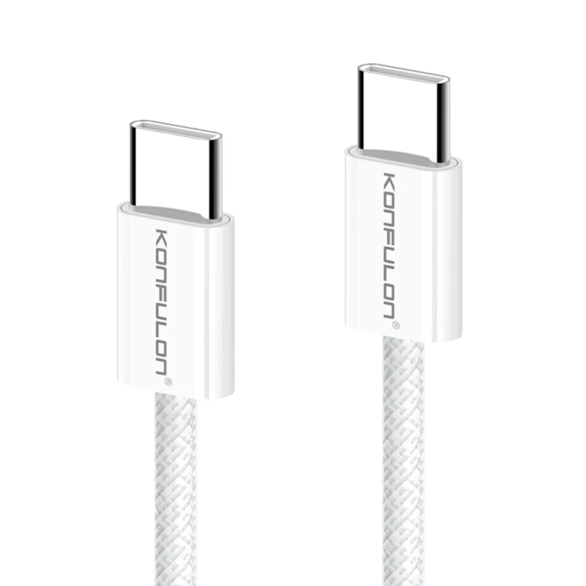 Konfulon DC130 2M 60W Type-C to Type-C Örgülü Hızlı Şarj Kablosu - Beyaz