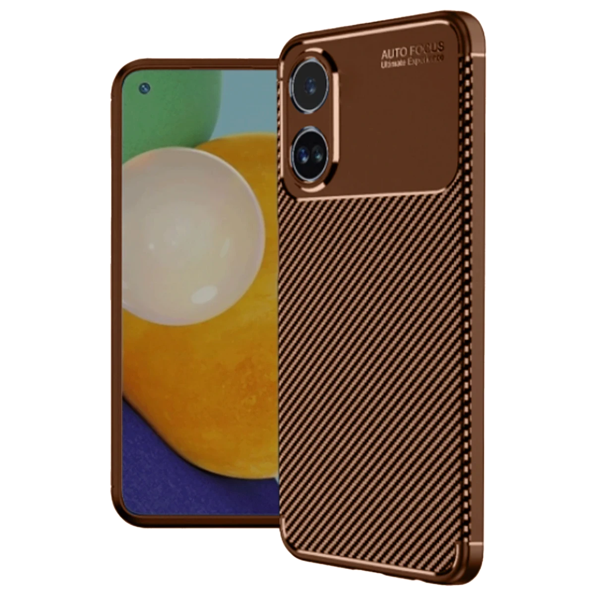 Oppo A60 Kılıf Auto Focus Karbon Kapak - Kahverengi
