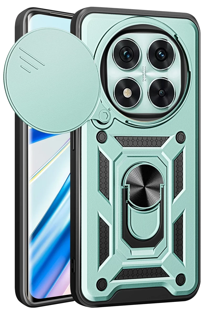Xiaomi Redmi Note 14 Pro 4G Uyumlu Kılıf Pars Lens Yüzüklü Silikon - Yeşil