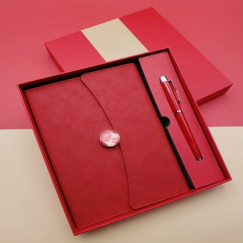 Şık Metal Kalem ve Çizgili Defter Seti 21x15 cm Hediye