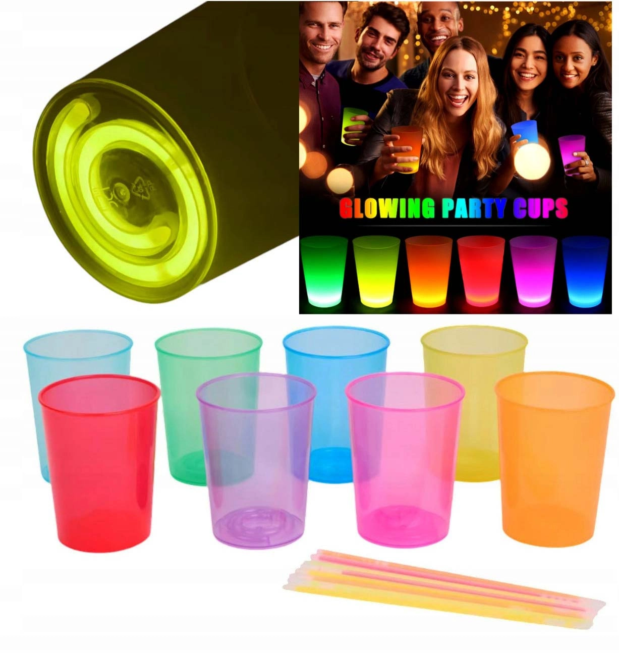 Mega Glow Bardak Seti 8 Adet 8.5 x 10.5 cm Parti Için