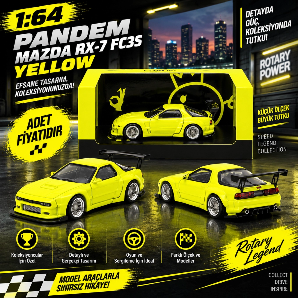 Mazda RX-7 FC3S Sarı 1 Adet