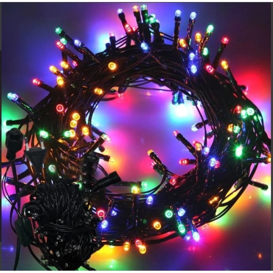 Renkli LED Boncuk Lamba 10 Metre 100 Adet Siyah Kablo