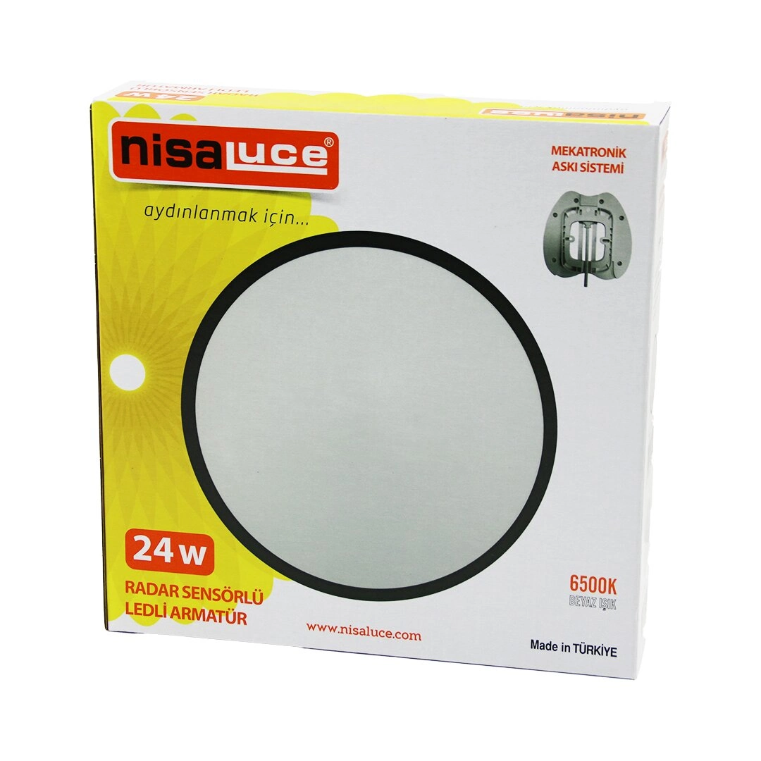 Radar Sensörlü 24W LED Armatür Beyaz Çerçeve Mekatronik Askı