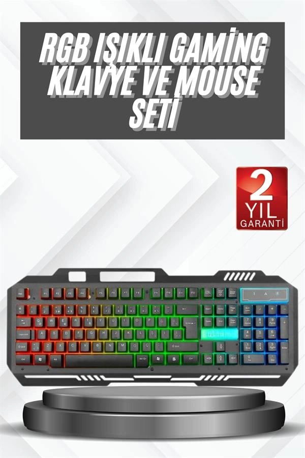 Gaming Oyuncu Klavye Mouse Seti LED Işıklı Siyah