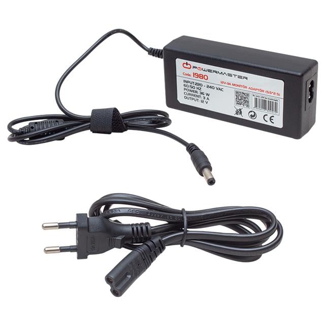 PM-1980 12 Volt - 3 Amper - 36 Watt 5.5*2.5 Mm Uçlu Plastik Kasa Masaüstü Adaptör