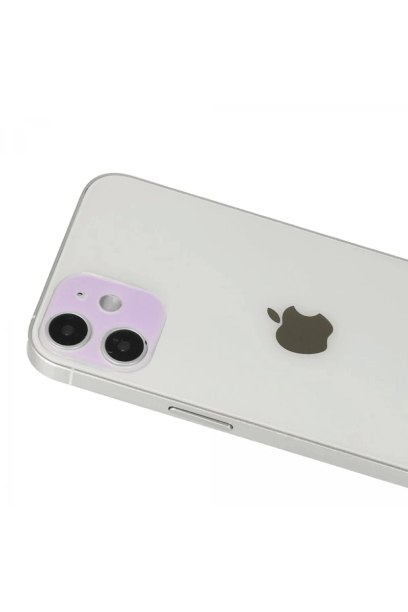 Apple iPhone 12 Uyumlu Rainbow Kamera Lens Koruma Cam - Mor