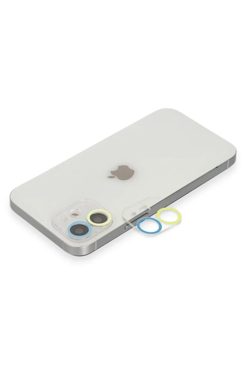 Apple iPhone 11 Uyumlu Renkli Kamera Lens Koruma Cam - Sarı-Mavi