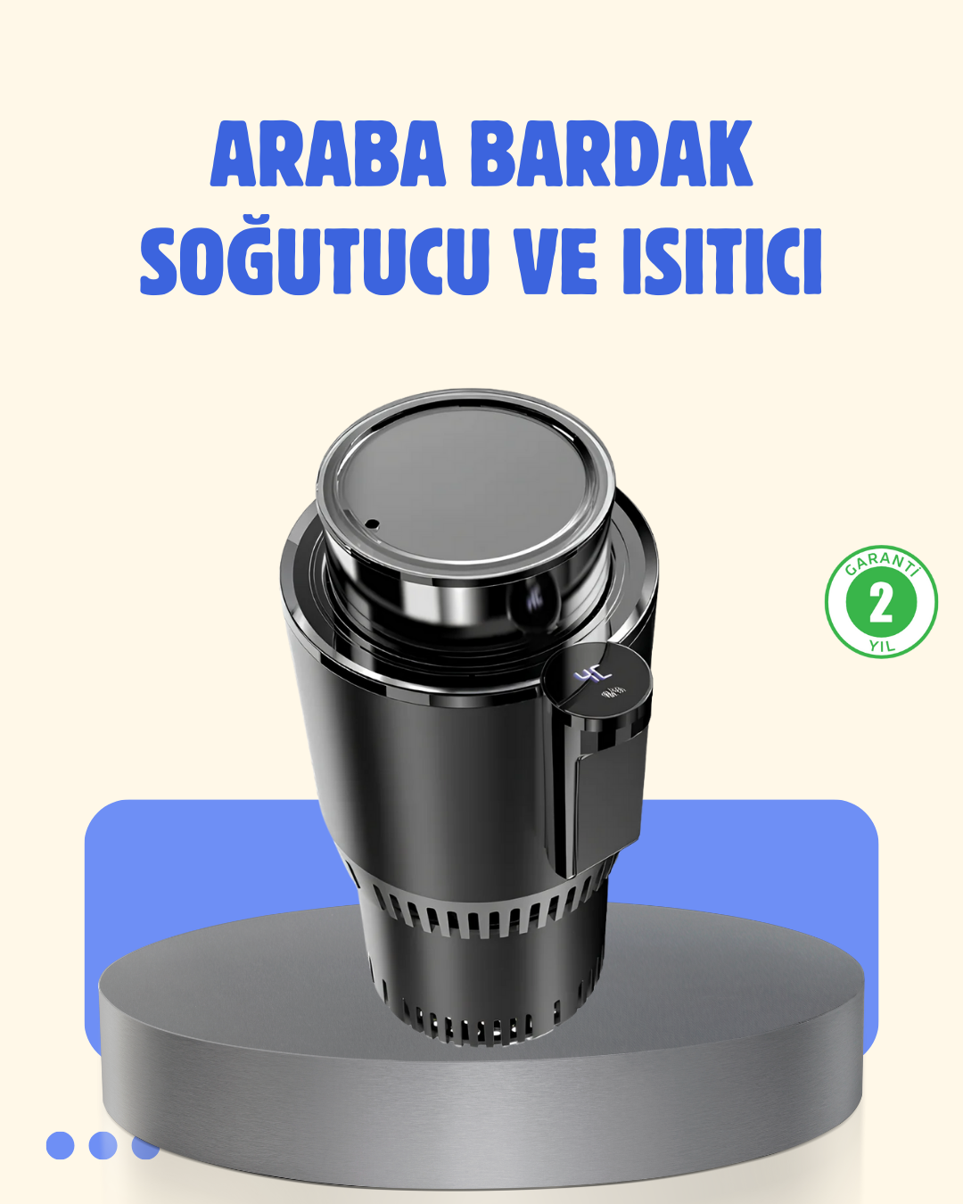 Araç İçi Akıllı Bardaklık Isıtıcı Soğutucu Dijital Ekranlı