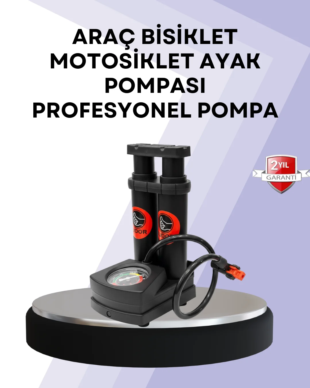 Basınç Saatli Ayak Pompası Bisiklet ve Araç Uyumlu