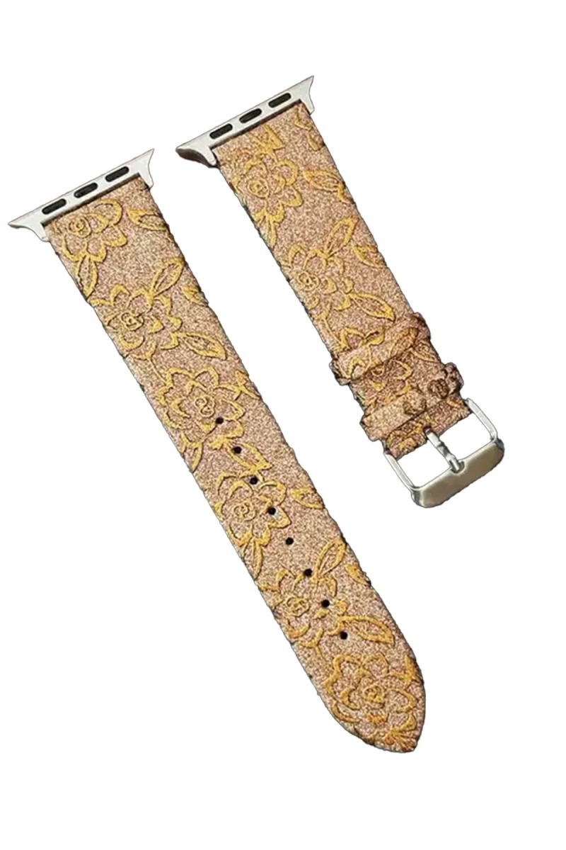 Apple Watch 38mm Uyumlu Creeper Desenli Kordon - Gold