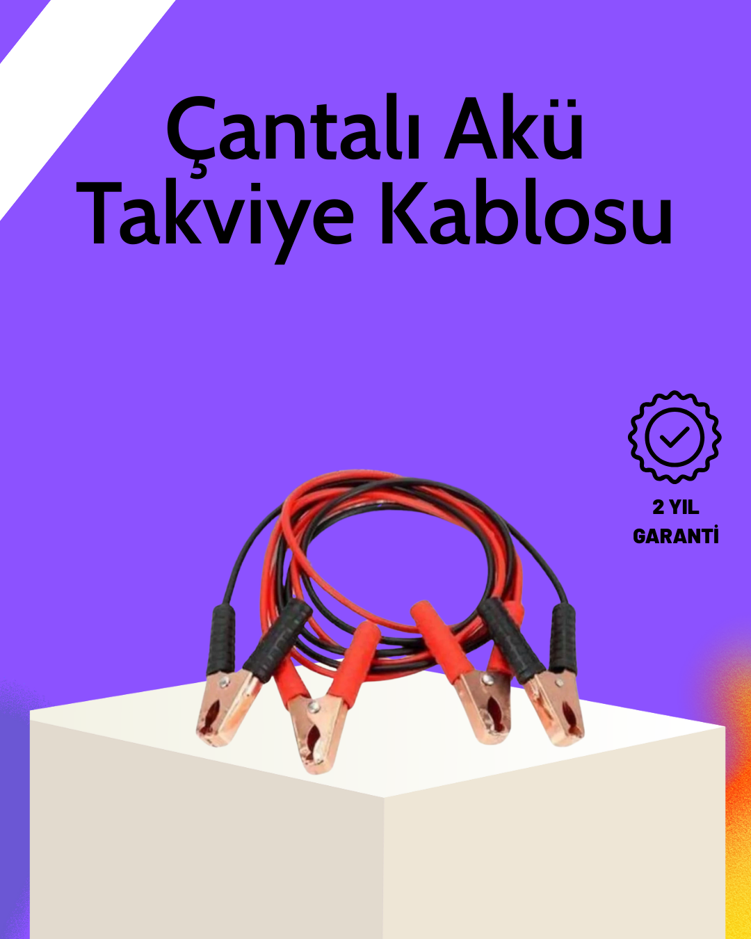 Akü Takviye Kablosu 1200A İzoleli Büyük Maşalı 2m Dayanıklı