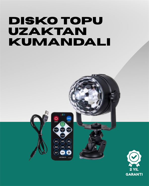 7 Farklı Aydınlatma Modu ve Ses Sensörlü Disko Topu Lambası