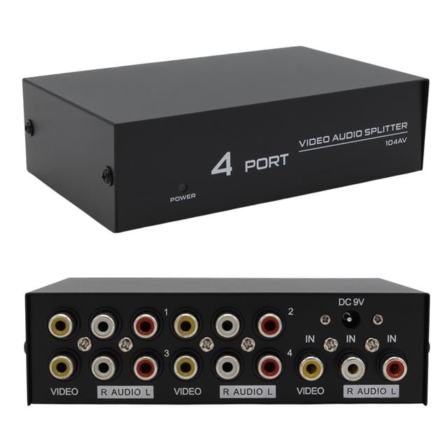 AV-104 4 Port AV CVBS RCA Video Audio Splitter Çoğaltıcı Dağıtıcı