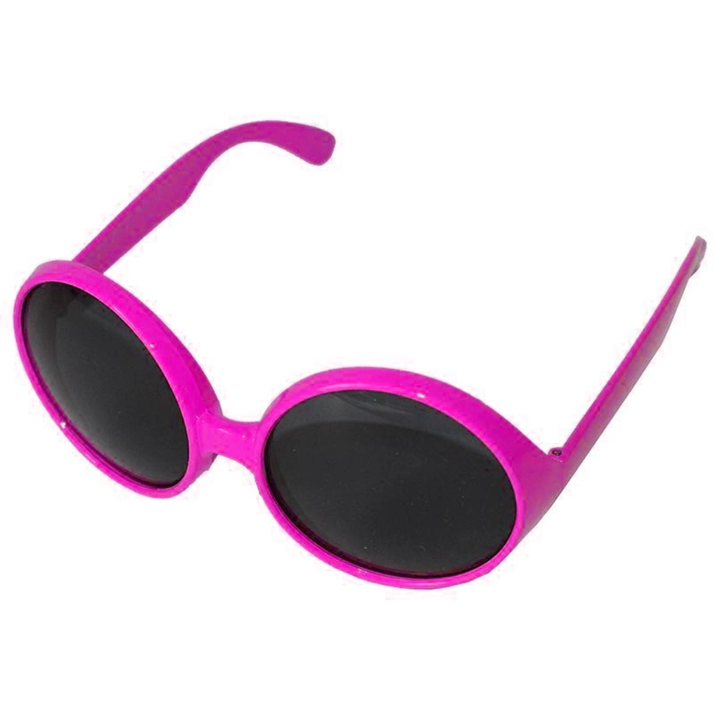Retro Pembe Renkli Yuvarlak Parti Gözlüğü 80'li 90'lı Yıllar