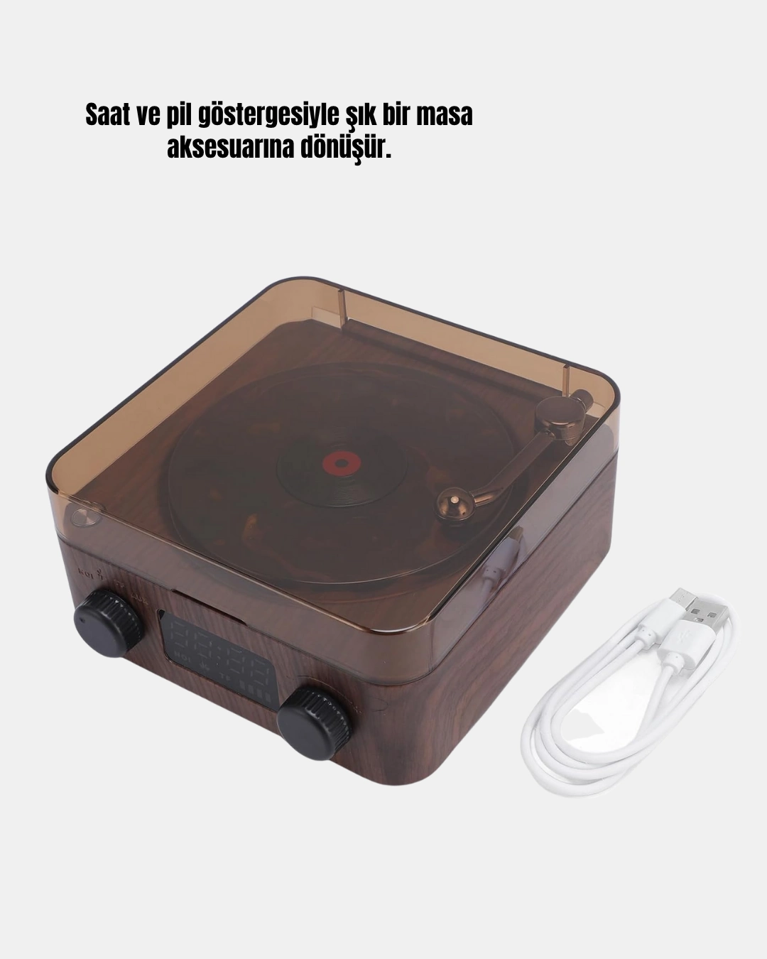 Estetik Bluetooth Hoparlör Kahverengi 3'ü 1 Arada