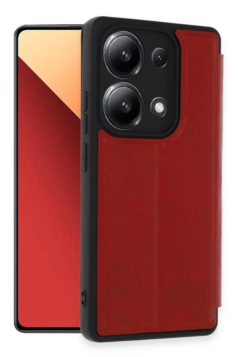 Xiaomi Redmi Note 13 4G Uyumlu Kılıf Flip Cover - Kırmızı